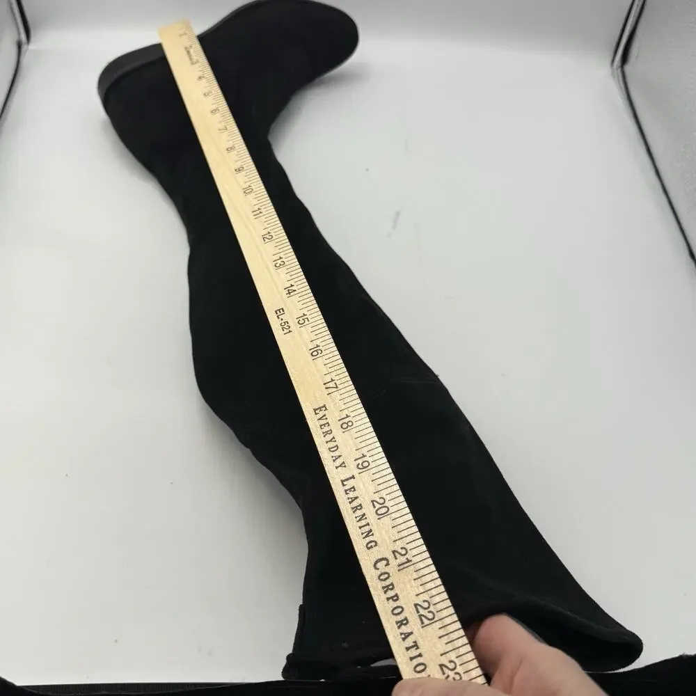 Marc Fisher Renn Over the Knee Boots SIZE 5.5 Womens Microsuede Tie Zip Black
